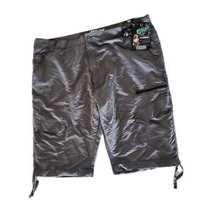 Plugg Hybrid Cargo Shorts Charcoal Gray 48in Waist Outdoor Fishing Utility NWT